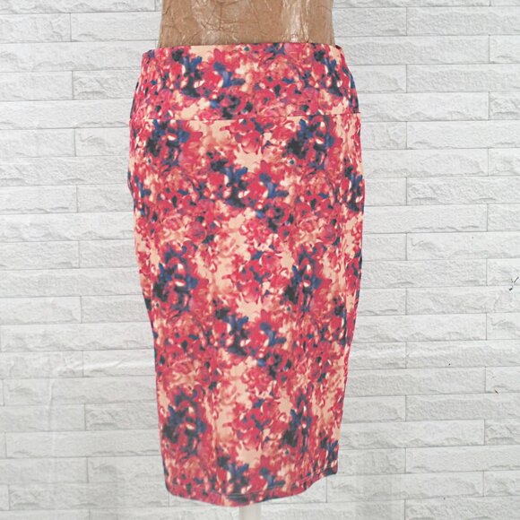 LULAROE Skirt Cassie Floral Abstract Tie Dye Pencil Pink Blue Printed Medium - Picture 1 of 11